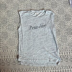 Madewell Gray Sleeveless Top with 'Peut-être' Print